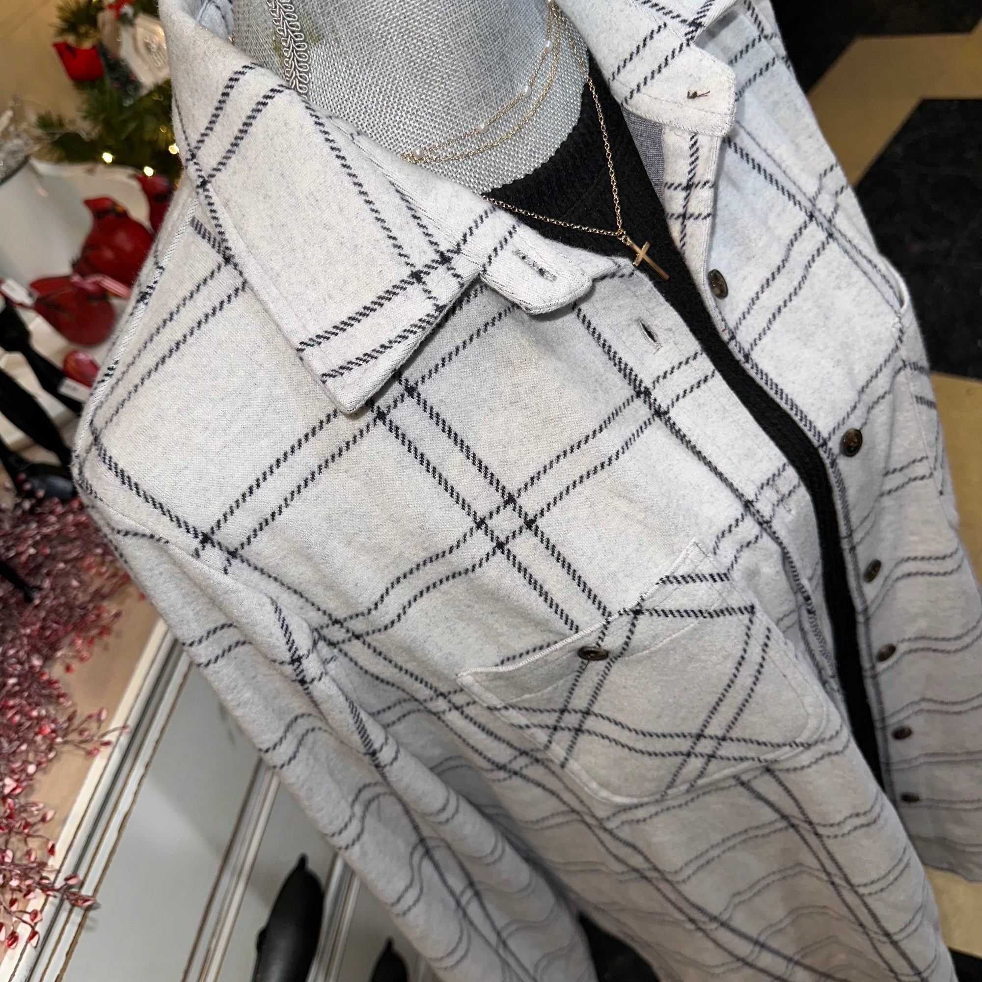 Plaid Button Up | Light Gray