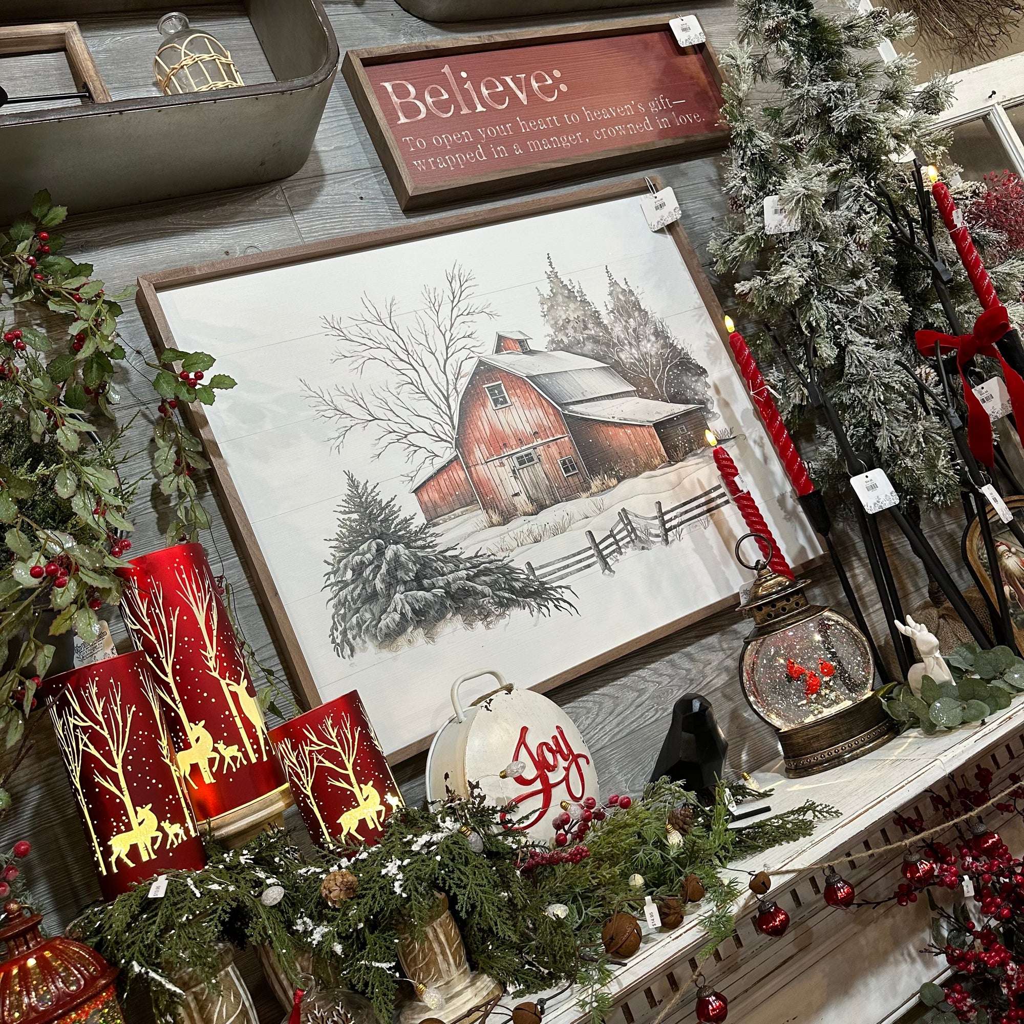 Winter Barn Scene | Wall Art