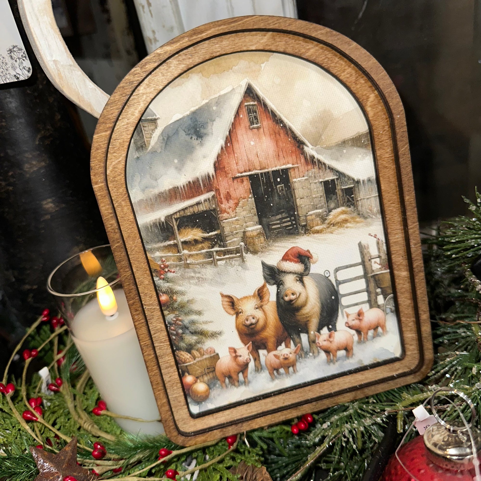 Christmas Pigs | Arched Art