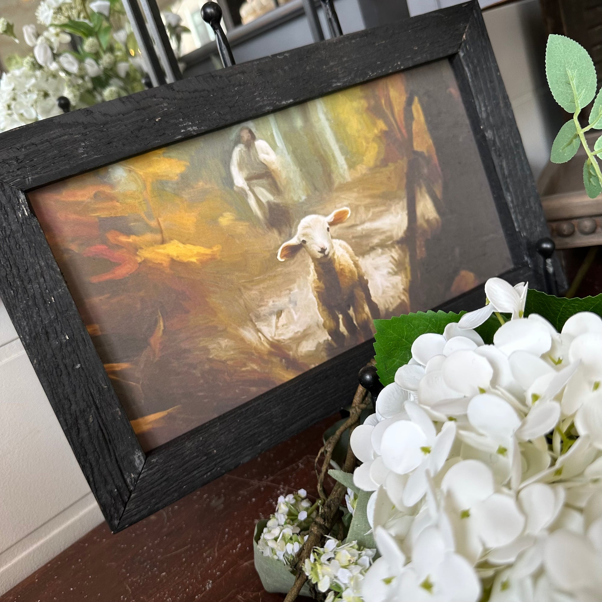 Jesus Saves the One | Lamb | Rustic Frame | Wall Art
