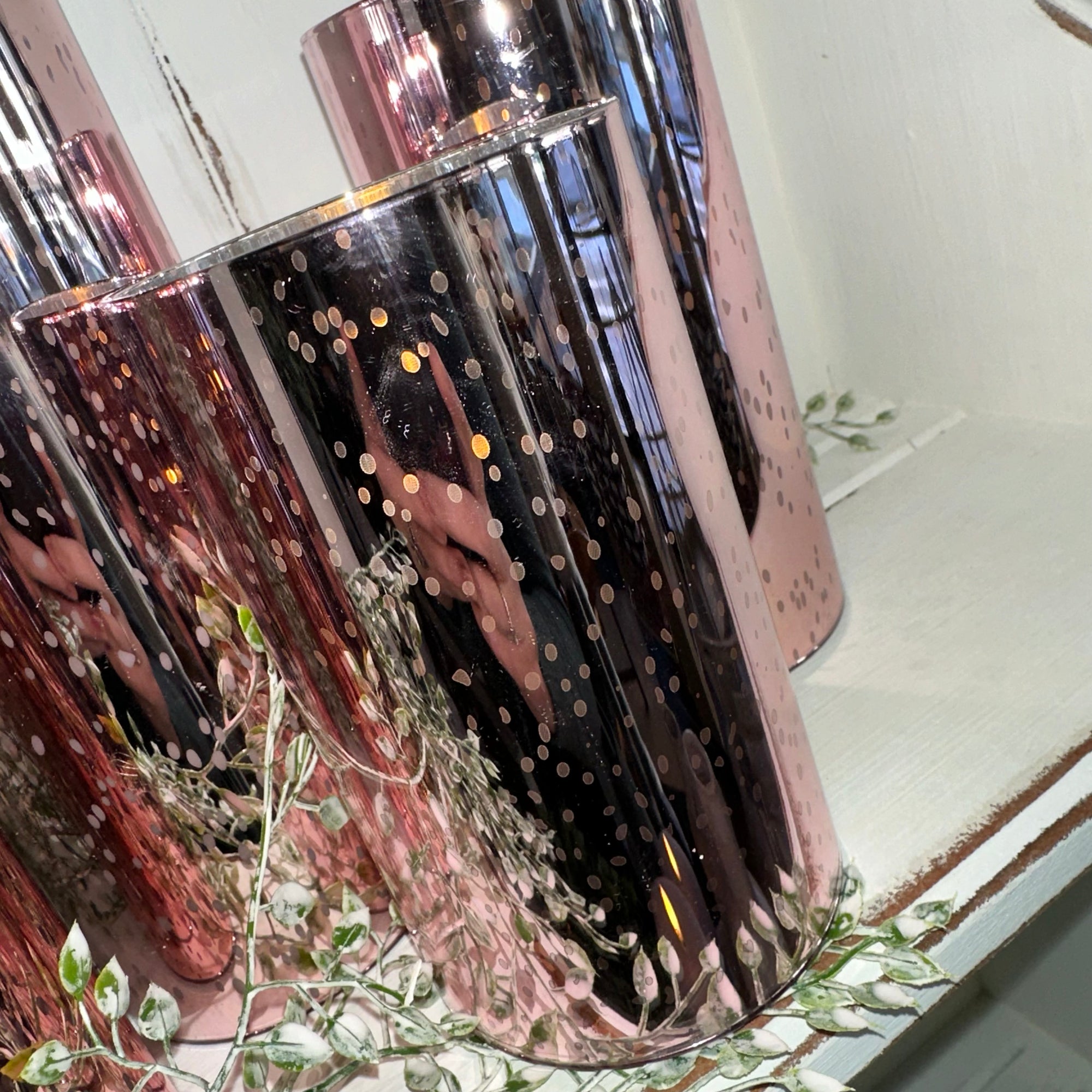 Glass Vase Candle | Pink Mercury | Battery Operated