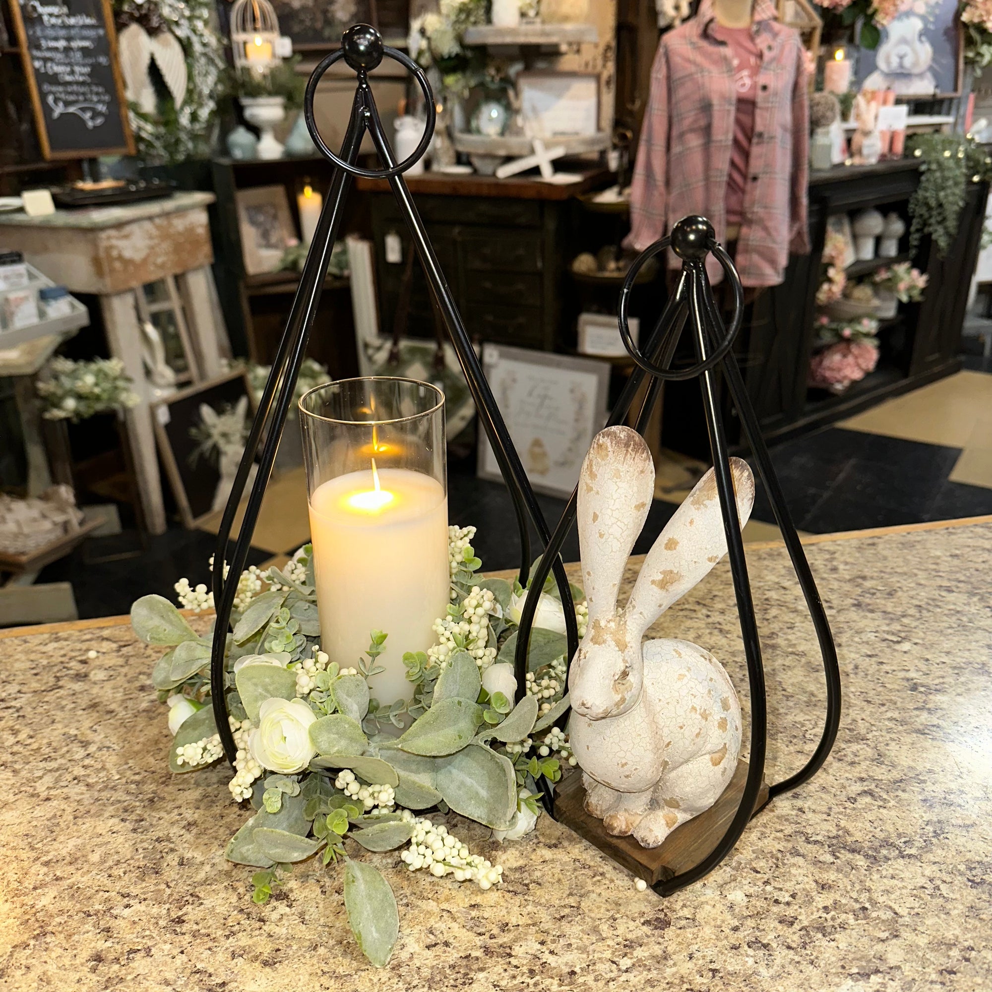 Teardrop Metal & Wood Industrial Lantern