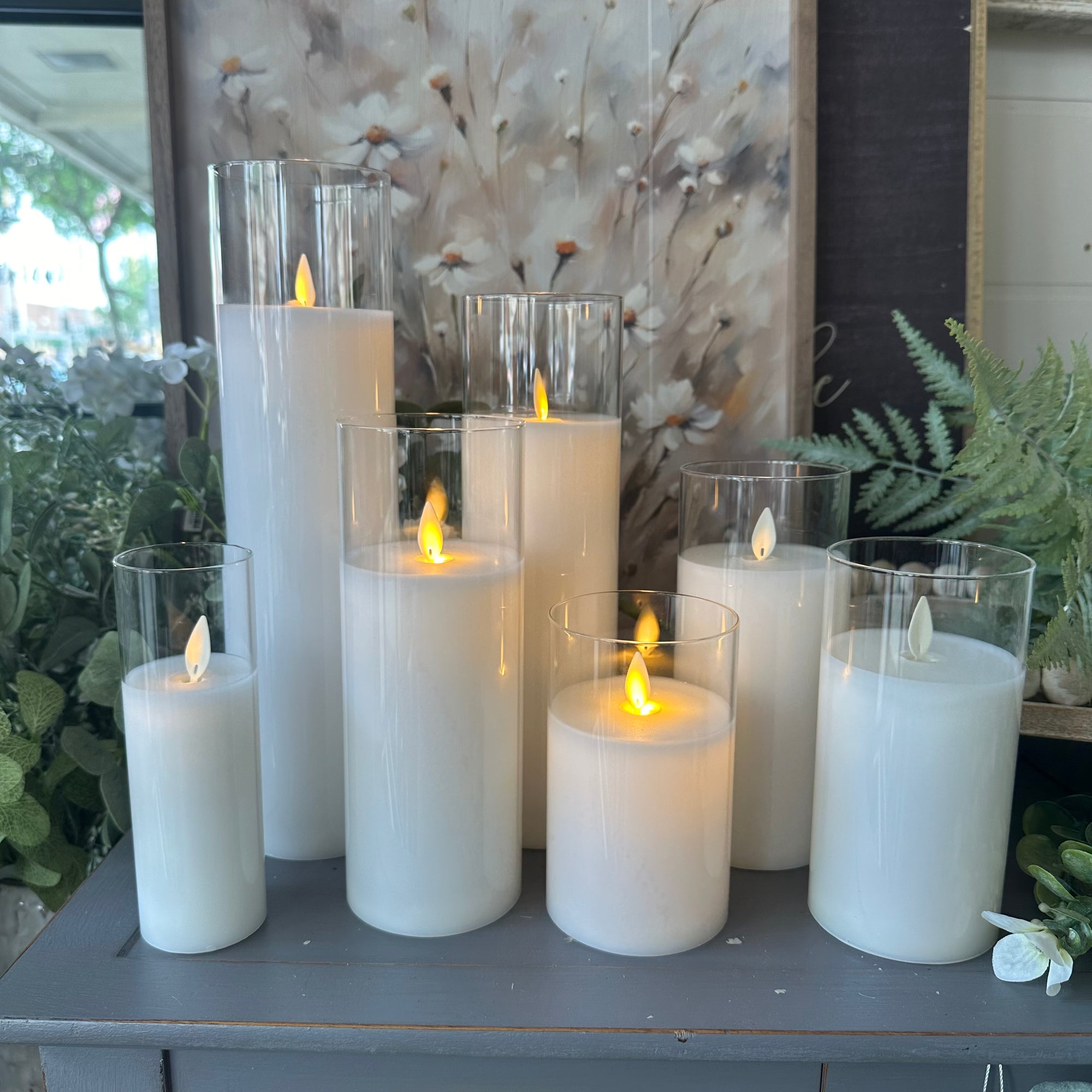 Glass Vase Candle | Farmhouse White | Battery Operated