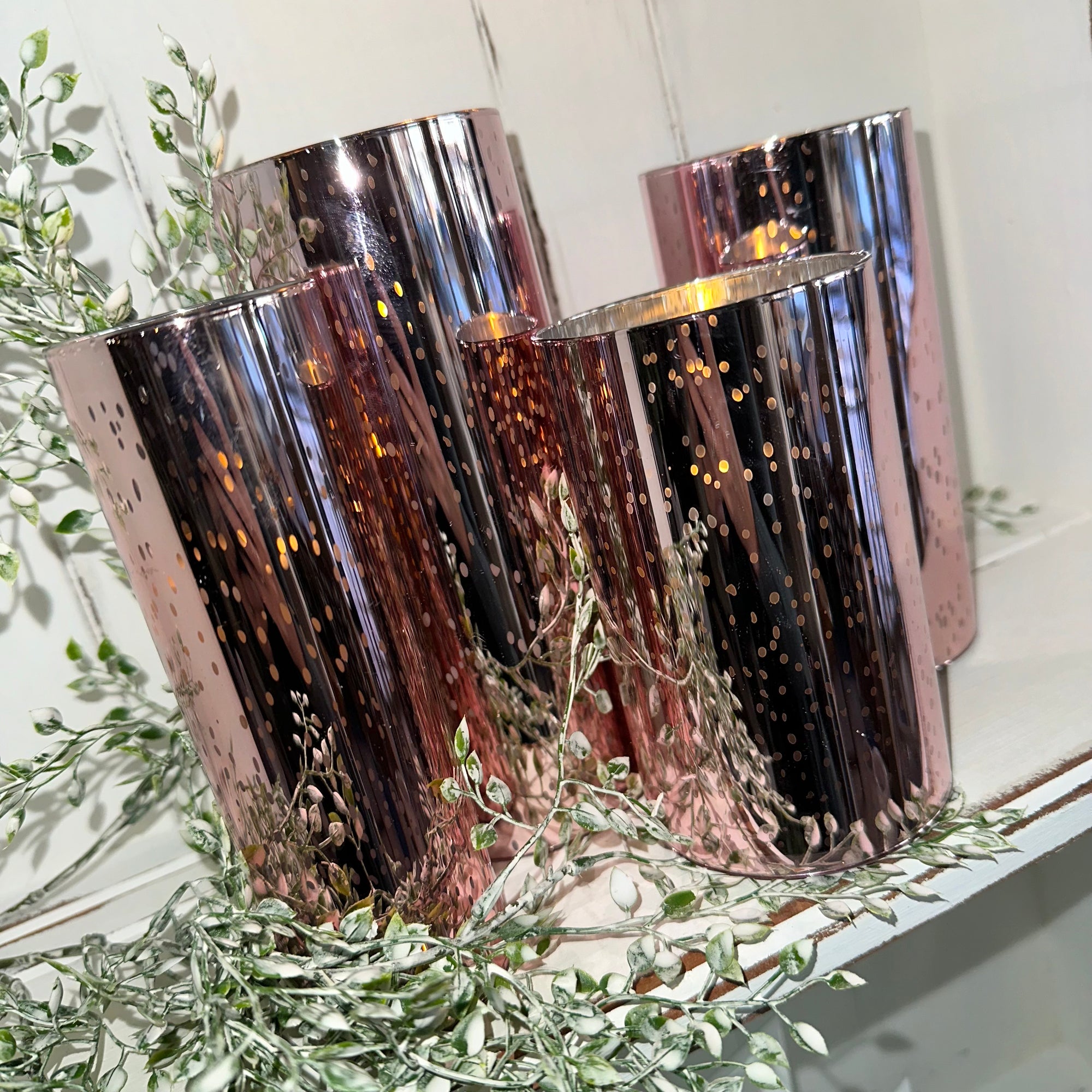 Glass Vase Candle | Pink Mercury | Battery Operated