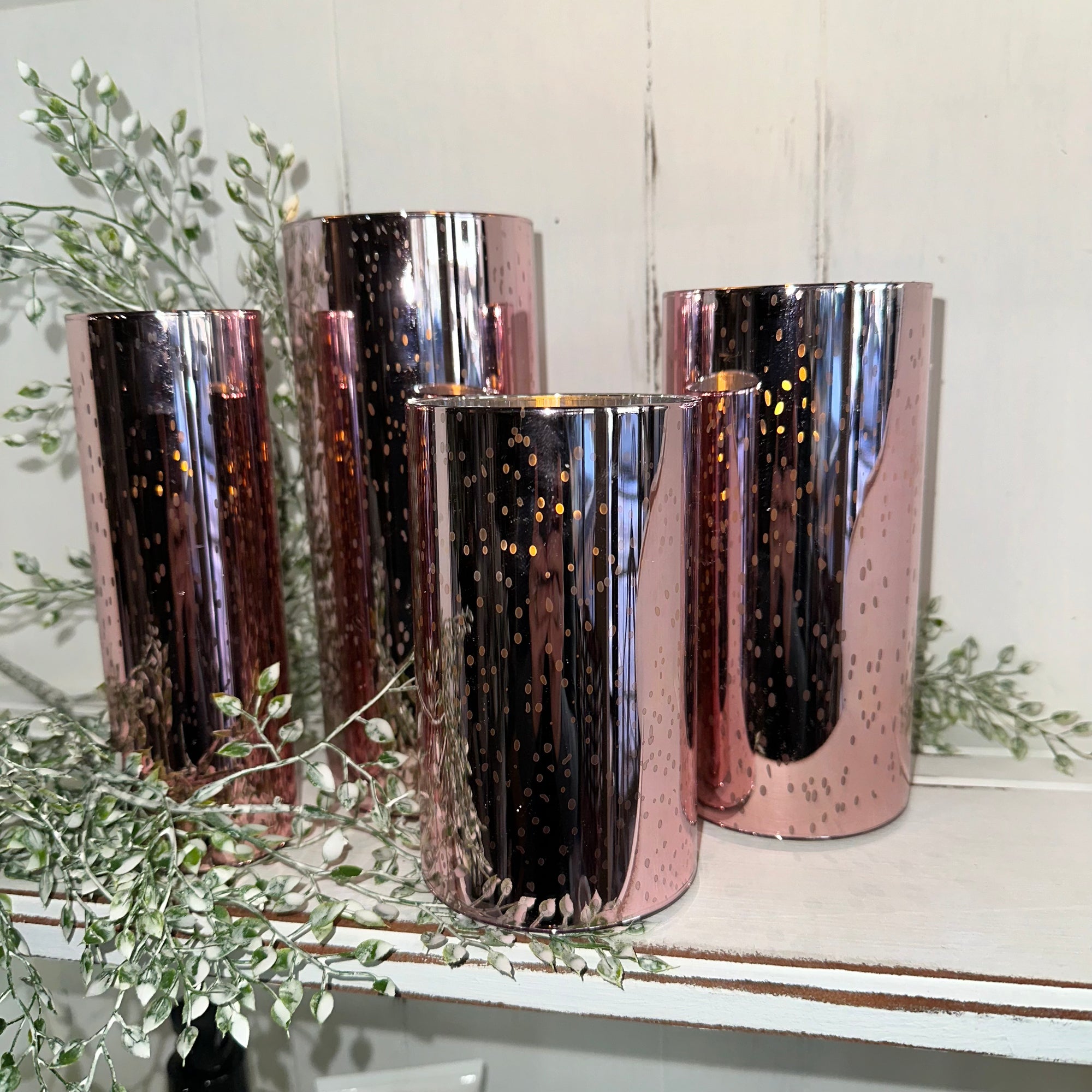 Glass Vase Candle | Pink Mercury | Battery Operated