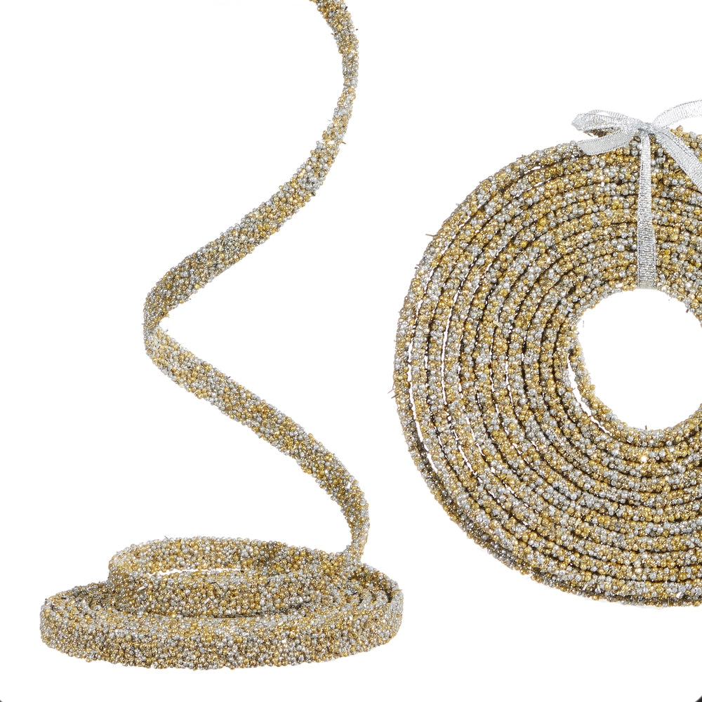 Beaded Ribbon Garland | Silver & Gold | 15'