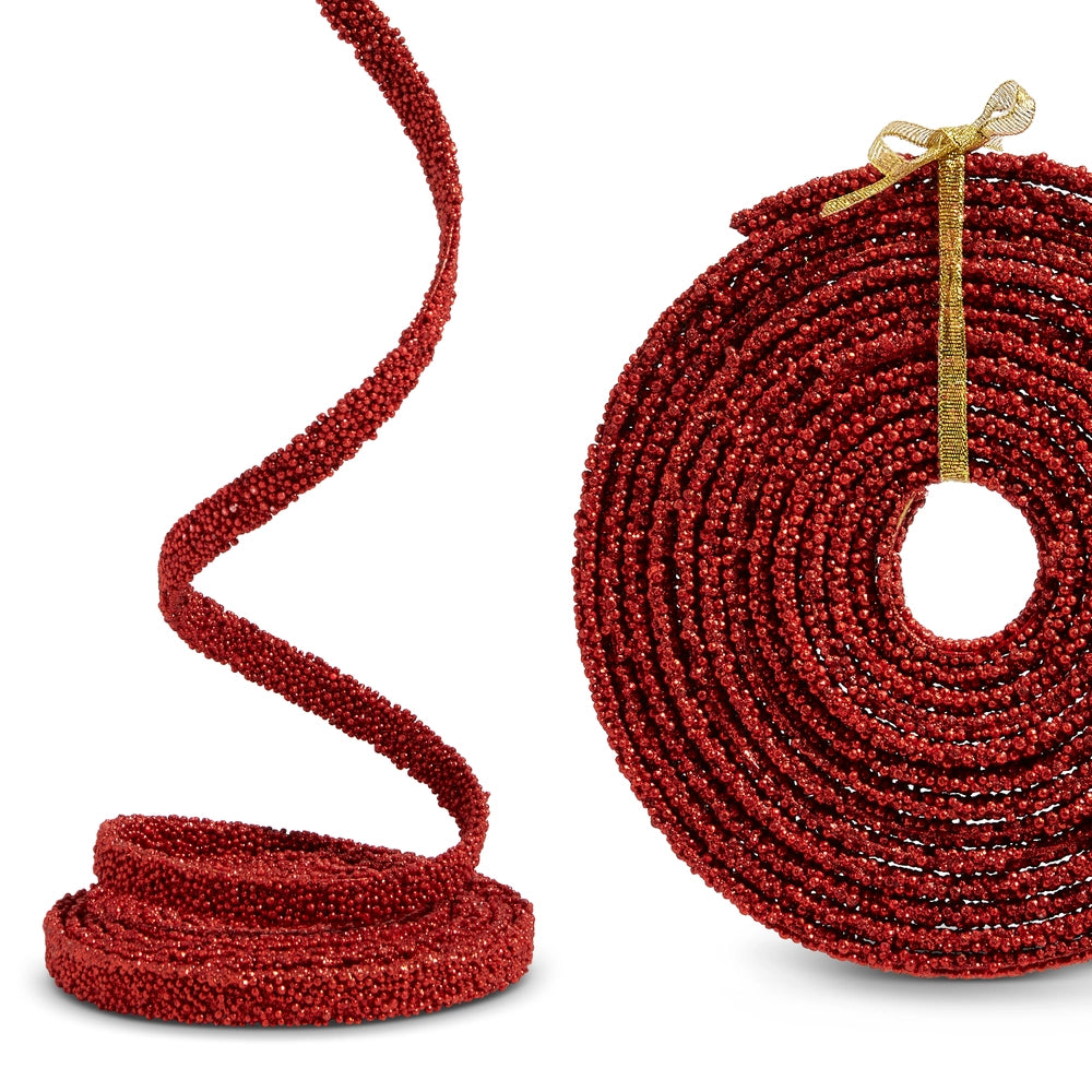 Beaded Ribbon Garland | Red | 15'