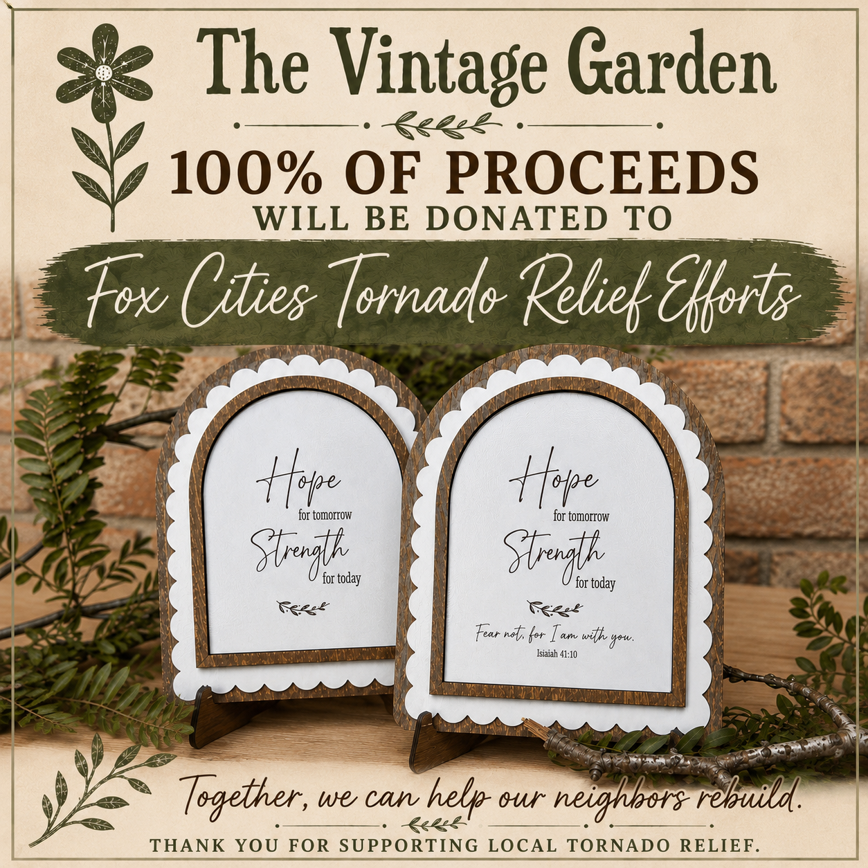 Hope for Tomorrow, Strength for Today | Scalloped Arch Sign