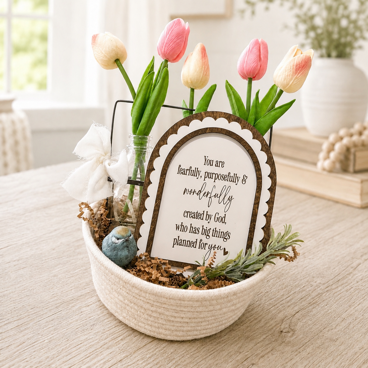Fearfully & Wonderfully Made Sign | Christian Gift for Girls | Handmade Wood Arch