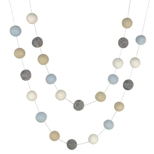 Felt Orb Garland | Blue/Grey/Almond/White
