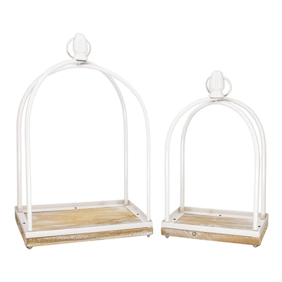 Wood & Metal Lantern | White