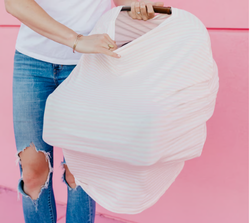 Winnie Pink Striped | Multi-Use Carseat Canopy & Nursing Cover