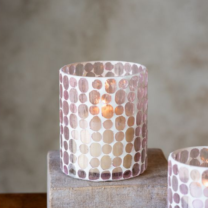 Mosaic Glass Vase | Pink