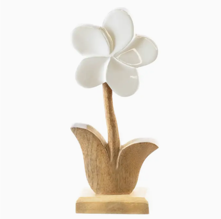 Wood Flower Sitter | Farmhouse White
