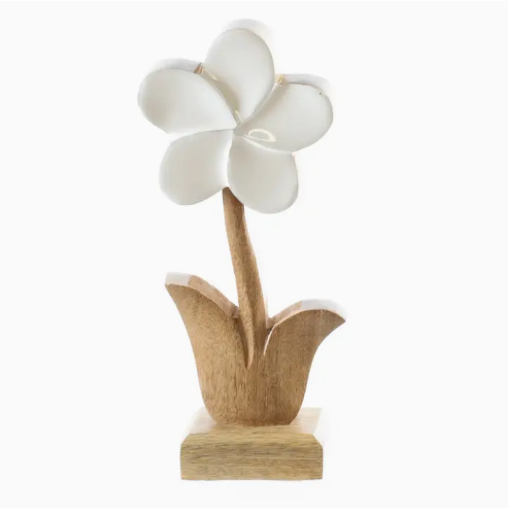 Wood Flower Sitter | Farmhouse White