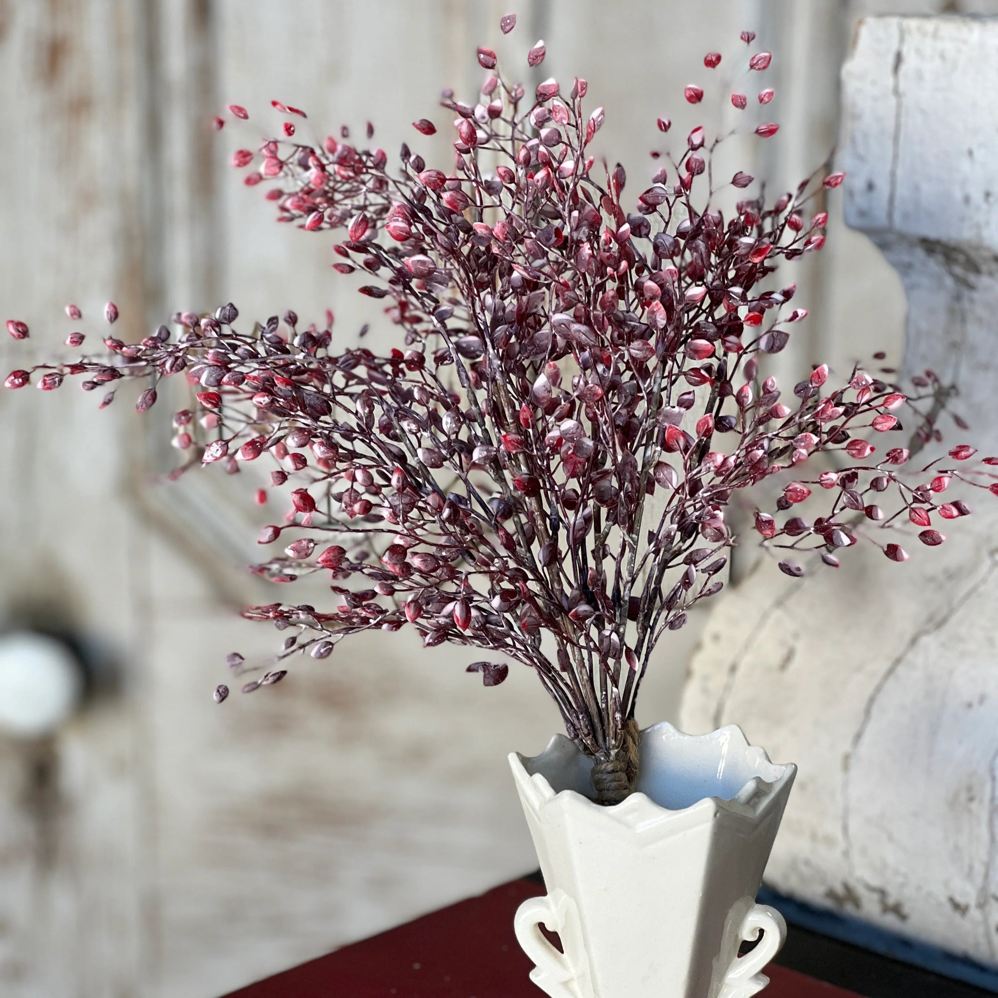 Snowy Crimson Leaves Stem | 15"