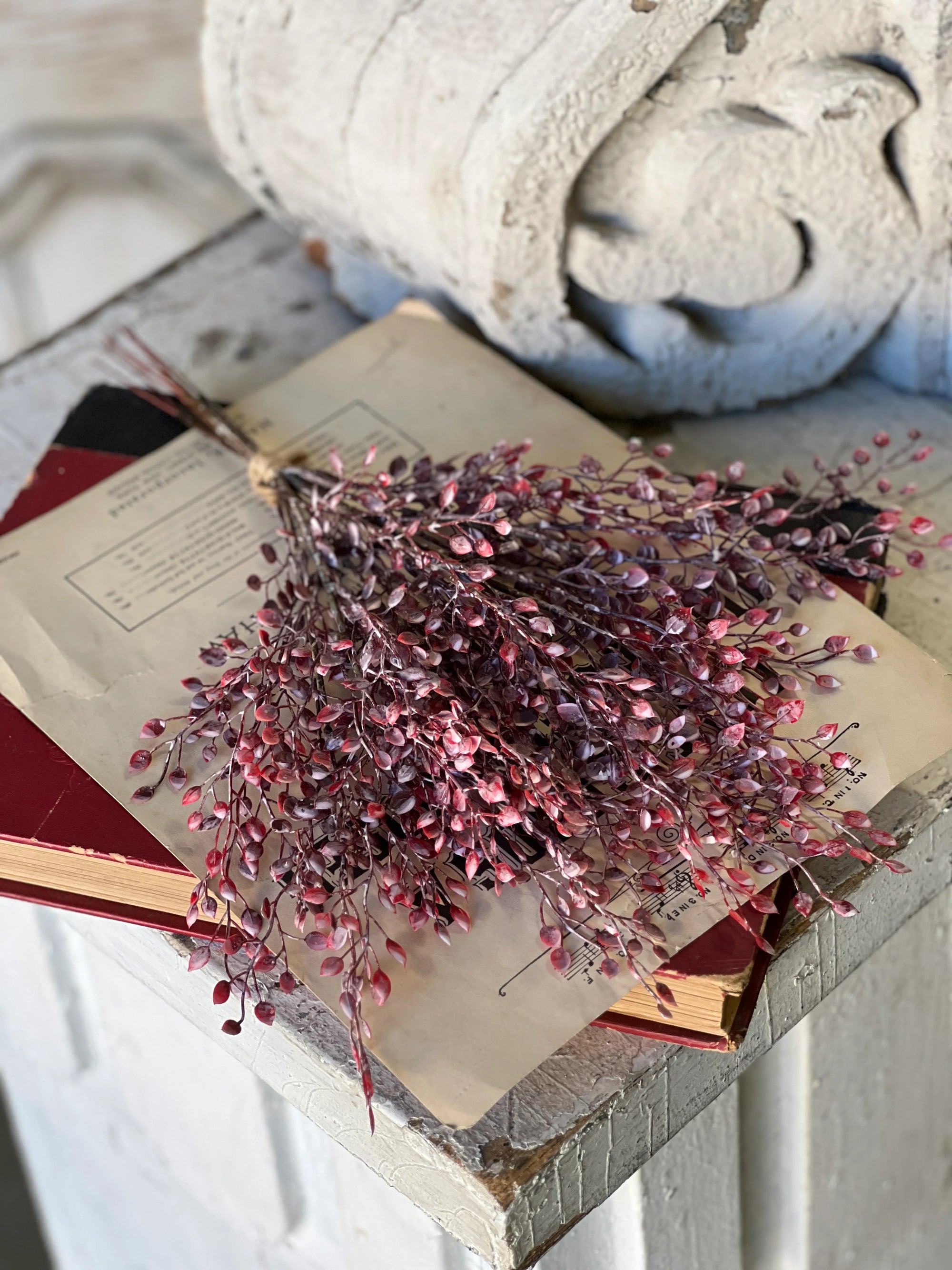 Snowy Crimson Leaves Stem | 15"