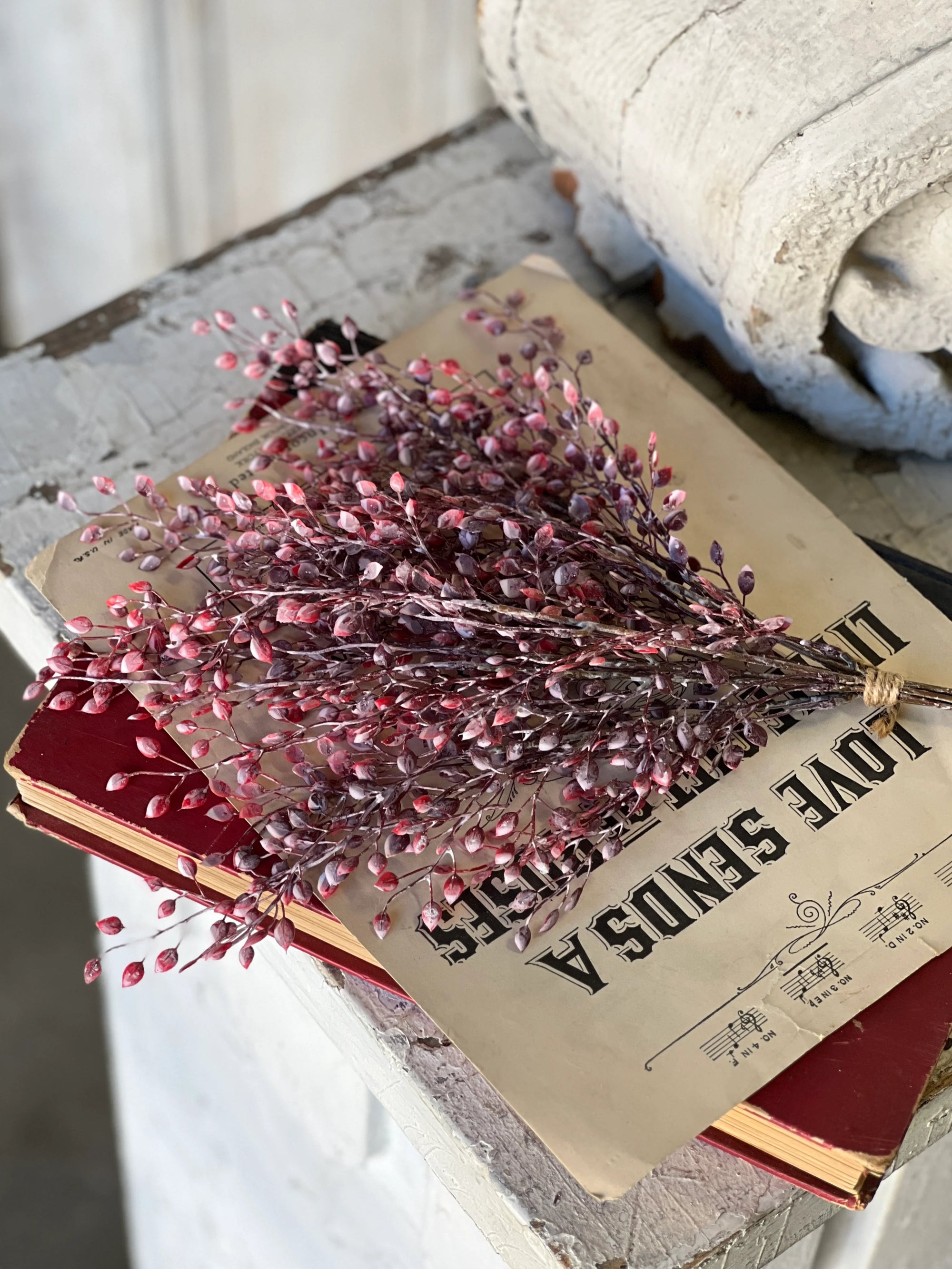 Snowy Crimson Leaves Stem | 15"