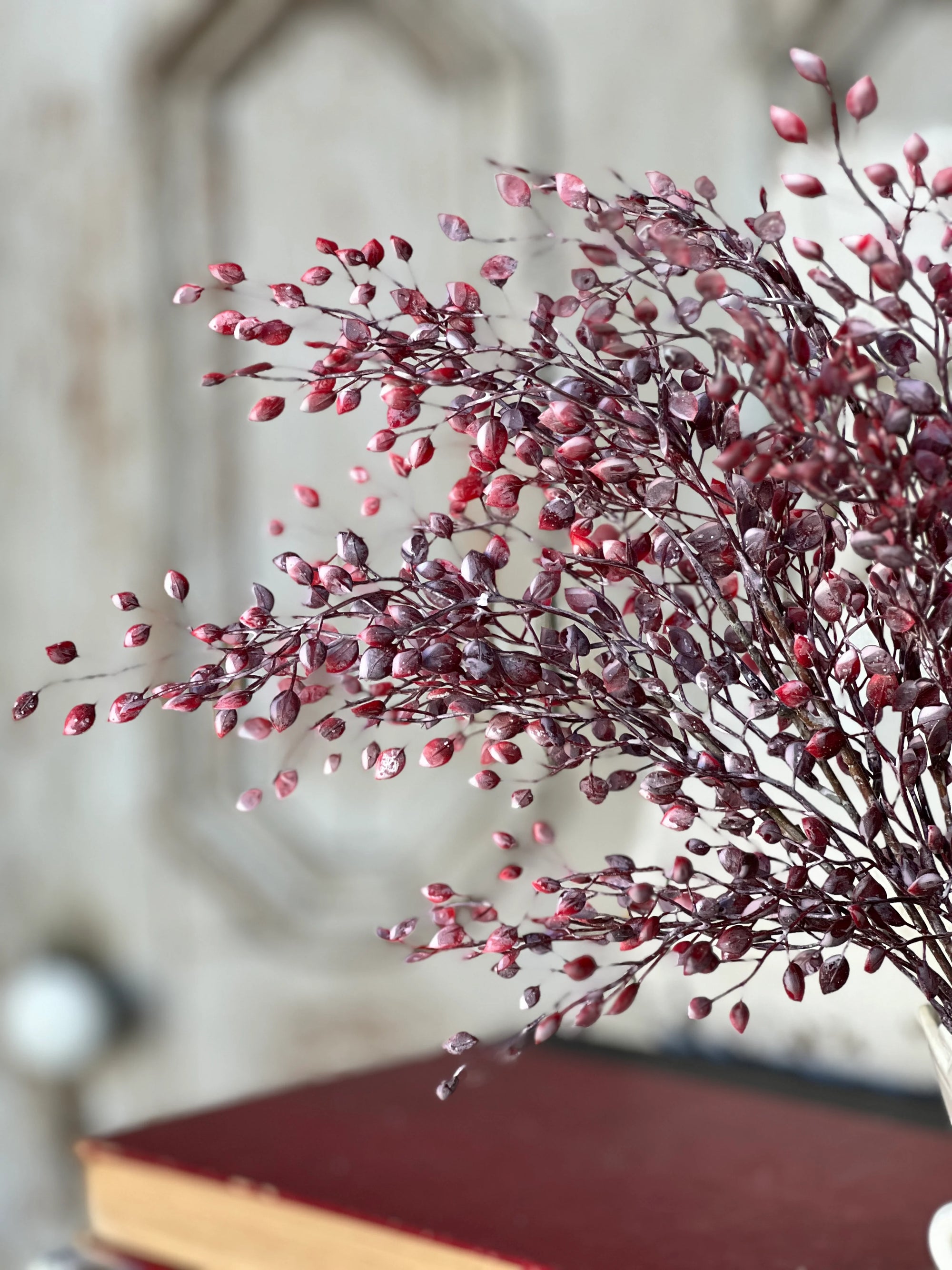 Snowy Crimson Leaves Stem | 15"
