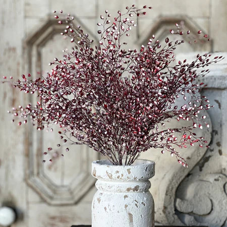 Snowy Crimson Leaves Bush | 19"