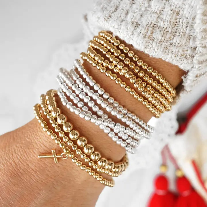 Stacked Cross Bracelet Set | Silver or Gold