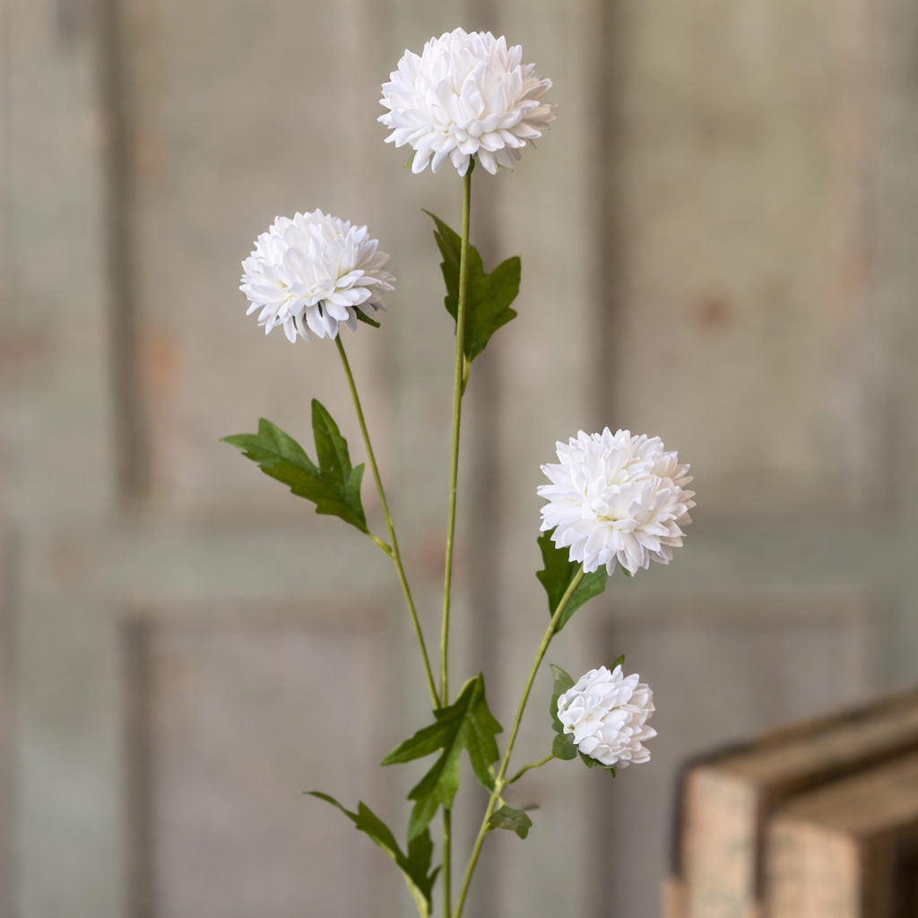 Miriam Mums Pom Flowers | 18" | White
