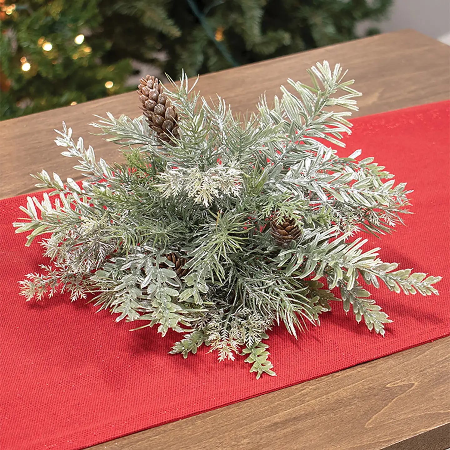 Frosted, Silver Hemlock Pine Half Sphere | 9"