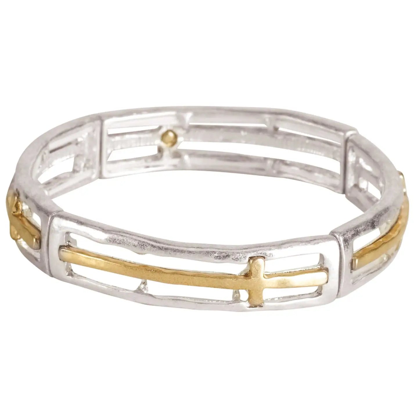 Cross Cutout Bracelet | Silver & Gold
