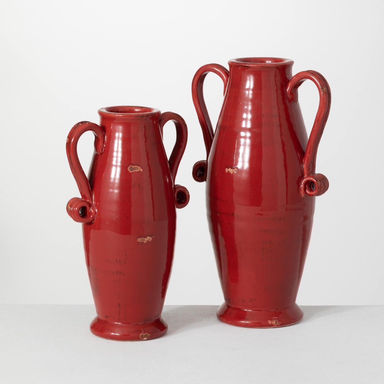 Red Glazed Handled Vase