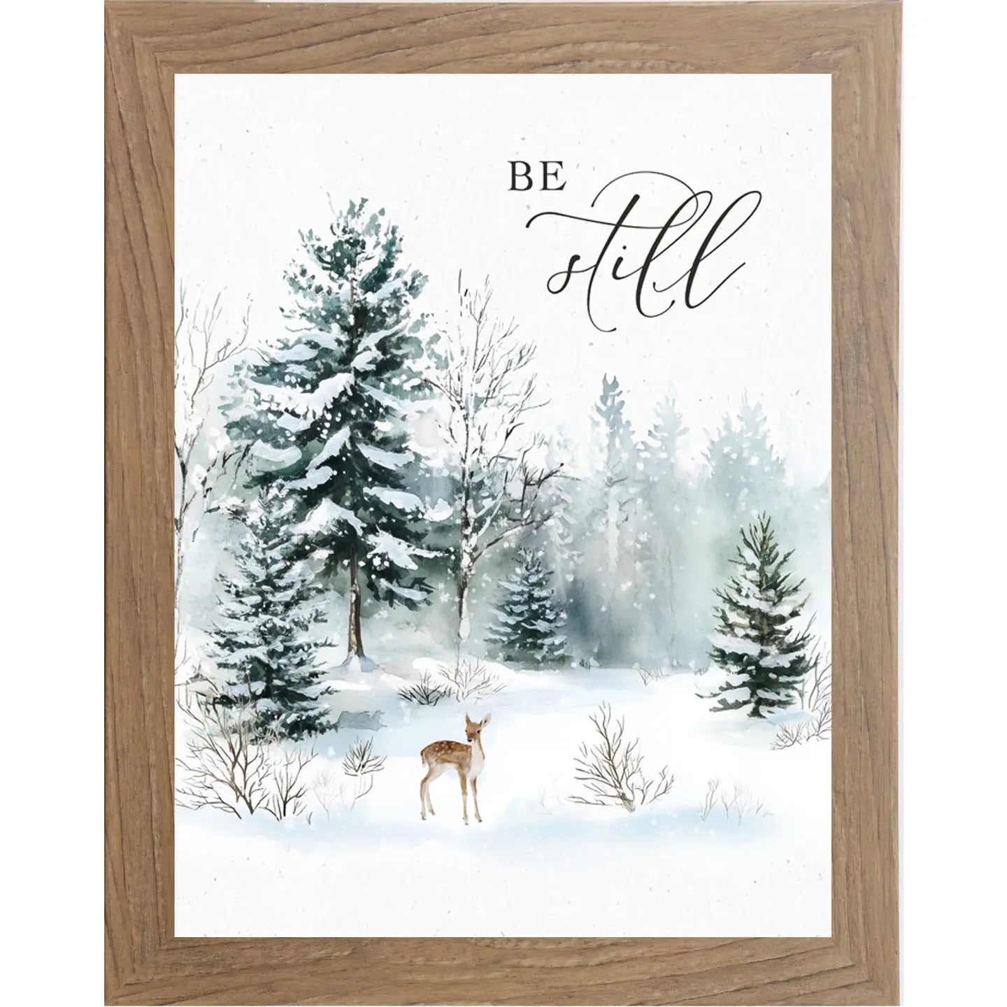 Be Still Winter Deer Scene | Framed Art