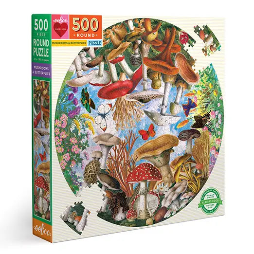 Mushrooms & Butterflies | 500 Piece Round Puzzle