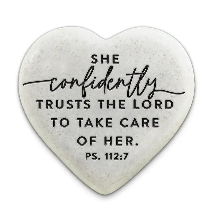 She Confidently Trusts the Lord | Scripture Stone Heart