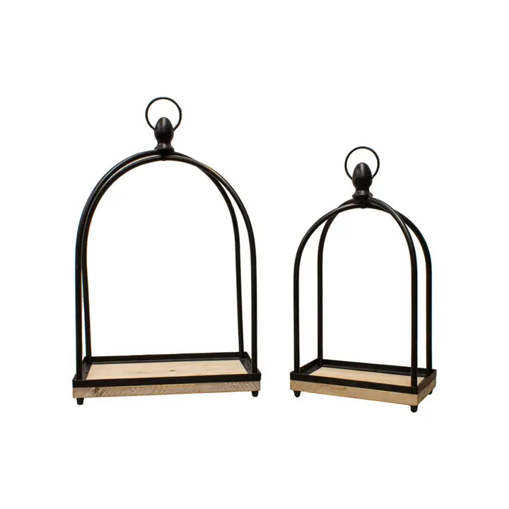 Wood & Metal Lantern | Black