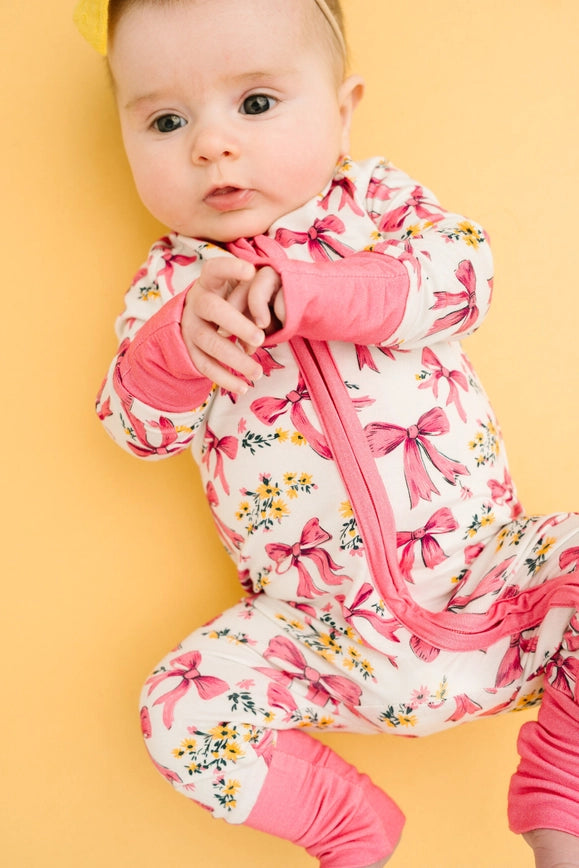 Bows & Blooms | Bamboo Zippy Footie Sleeper