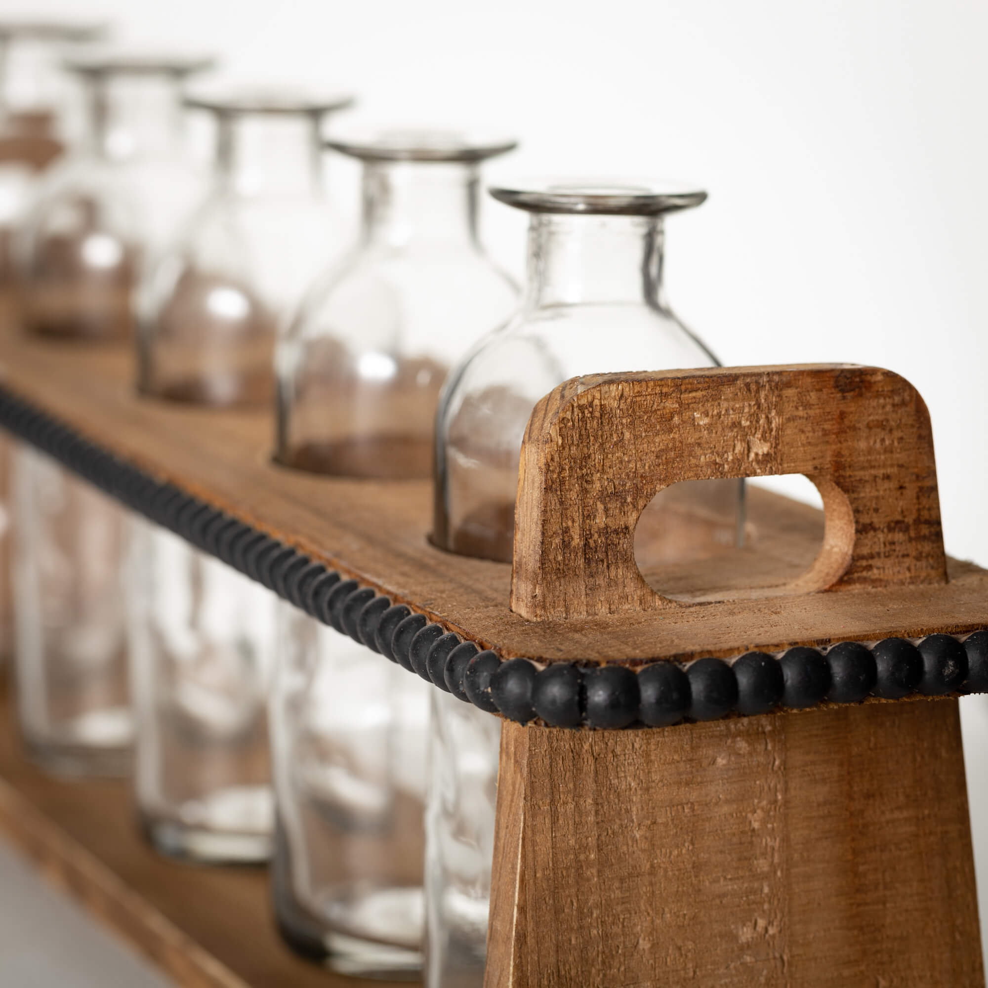 Five Bottle Vase with Wood Base