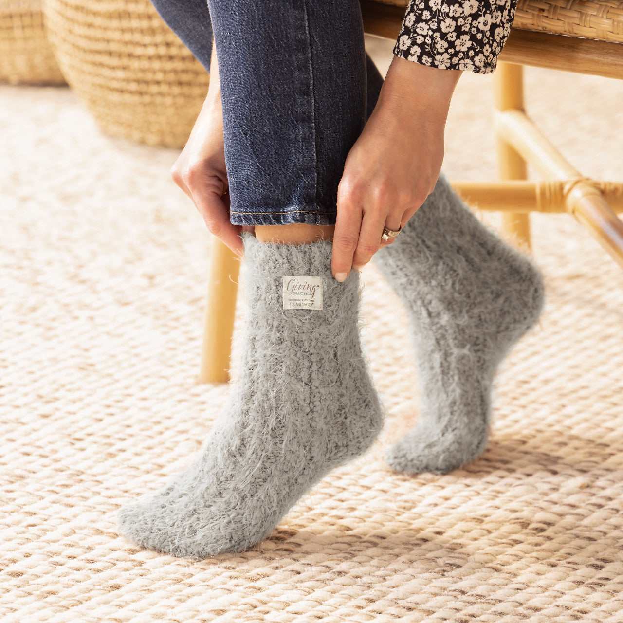 Cozy Socks | Grey or Cream | Giving Collection