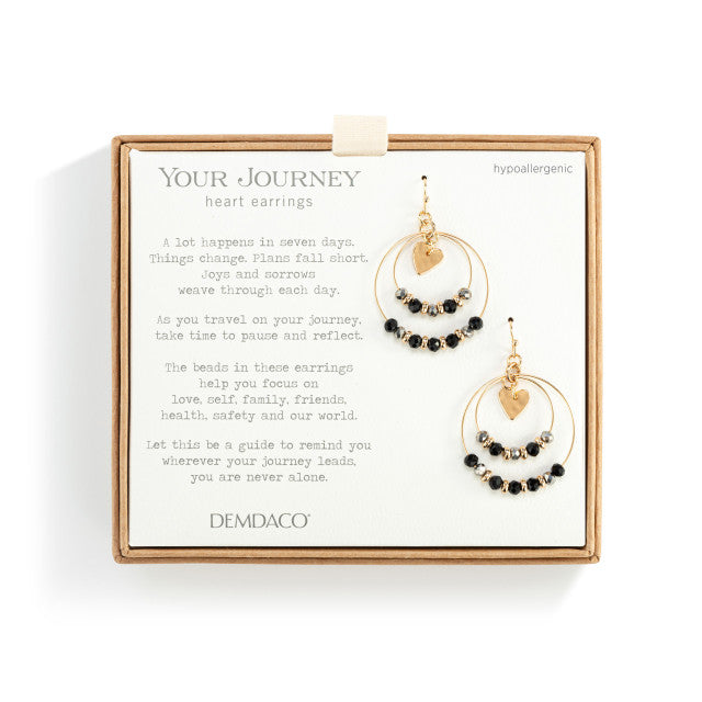 Your Journey Beaded Love Earrings | Black