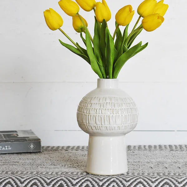 White Check Vase | 6-7.75"