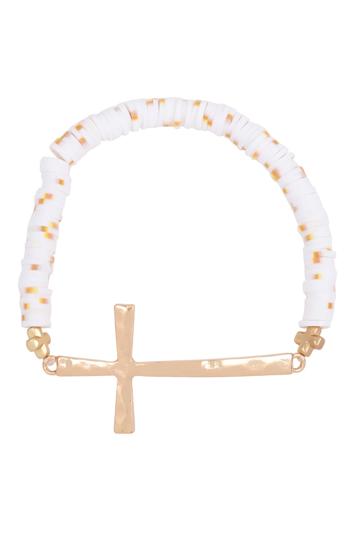 Heishi Beaded Cross Bracelet