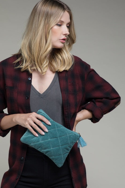 Velvet, Metallic Quilted Pouch