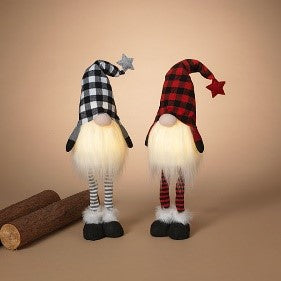 Buffalo Check Standing Gnome | Lighted | 27"