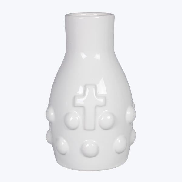 Ceramic Vase with Cross | 7"