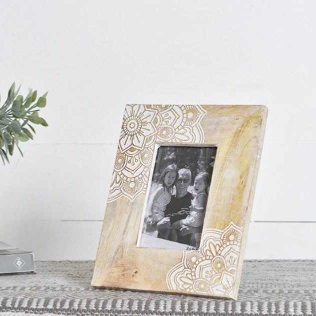 Carved Mandala Photo Frame | 4x6" | Wood