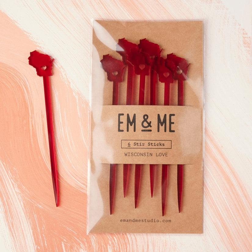 Wisconsin Love Stir Sticks, Swizzle Sticks