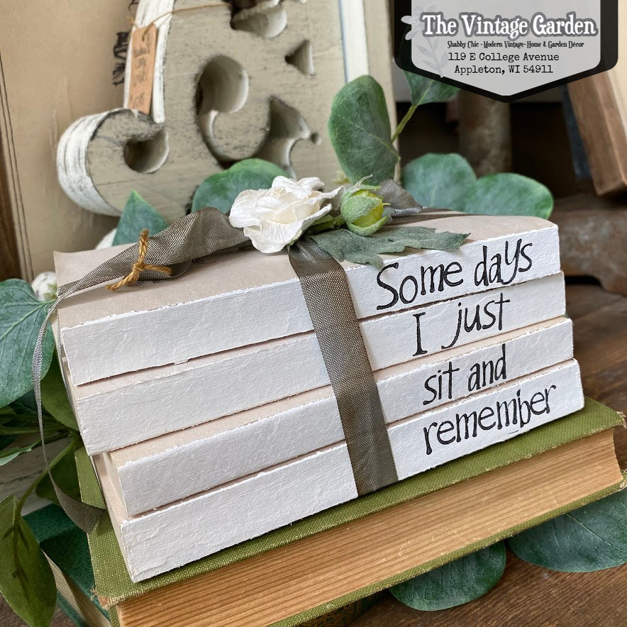 Remember | Handstamped Book Stack