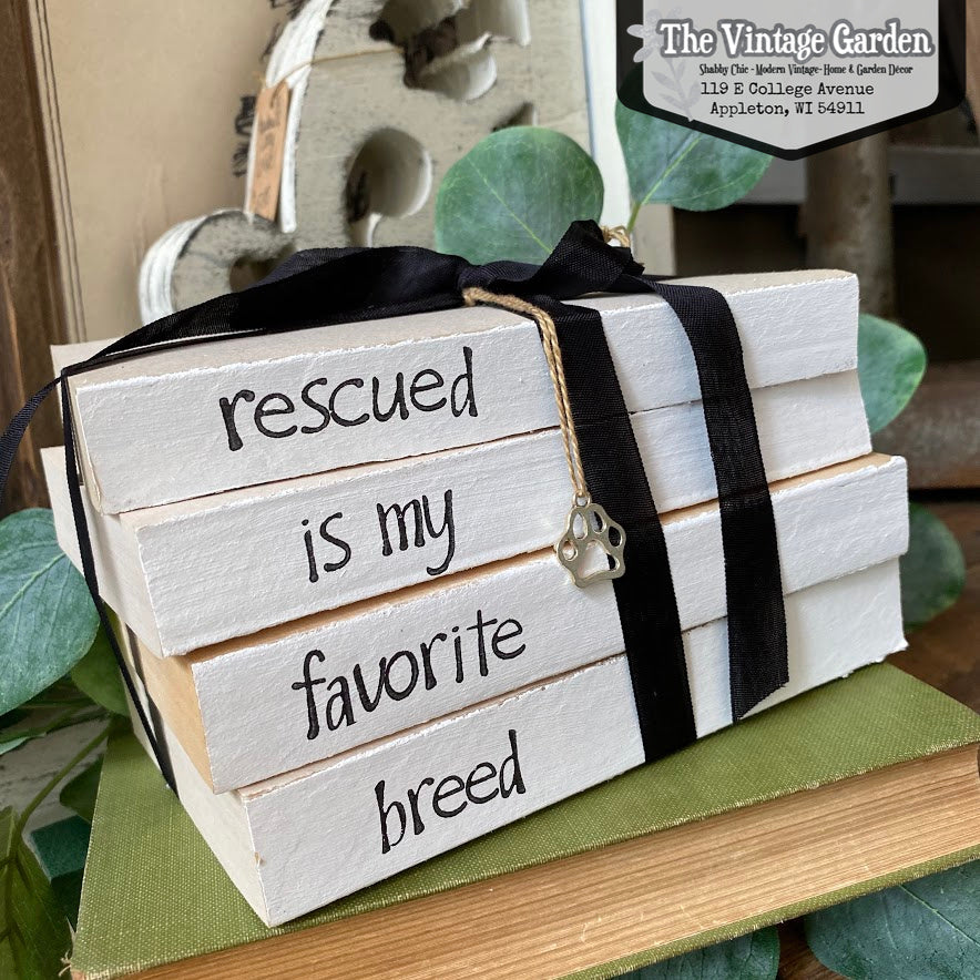 Rescued | Handstamped Book Stack