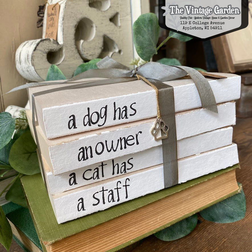 Dogs, Cats | Handstamped Book Stack