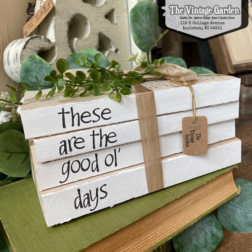 Good Ol' Days | Handstamped Book Stack