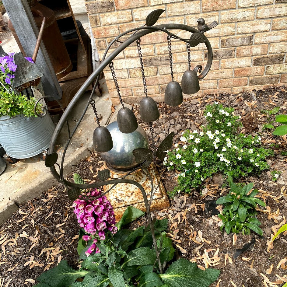 Butterfly Bell Yard Stake | Iron