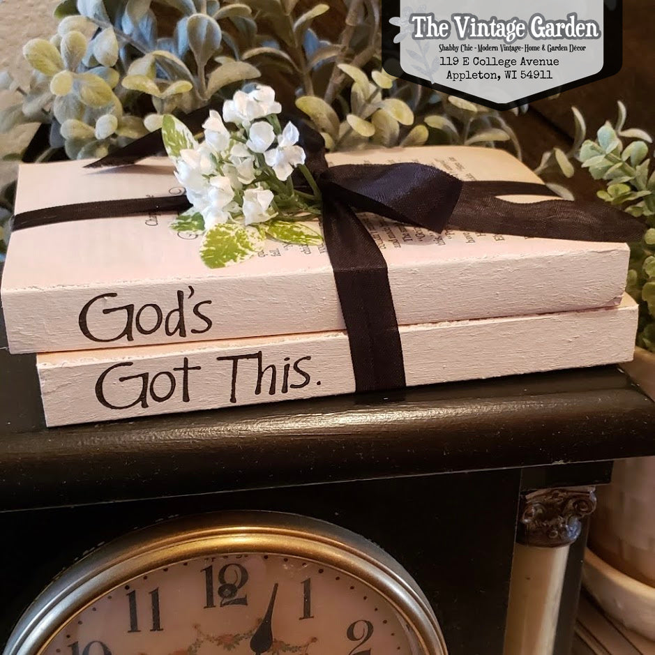 God&#39;s Got This | Handstamped Book Stack